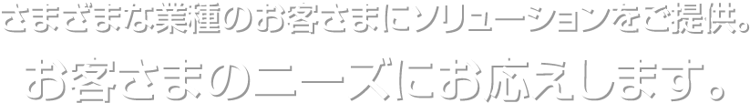 さまざまな業種のお客さまにソリューションをご提供。お客さまのニーズにお応えします。