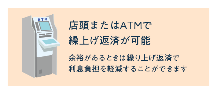 店頭またはATMで繰上げ返済が可能